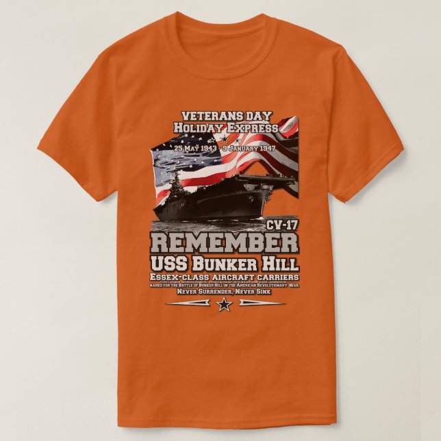 MINNS USS Bunker Backe CV17 T Shirt (Design framsida)