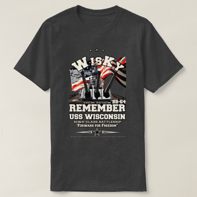 MINNS USS Wisconsin B64 Battlesft Veterans T Shirt (Design framsida)