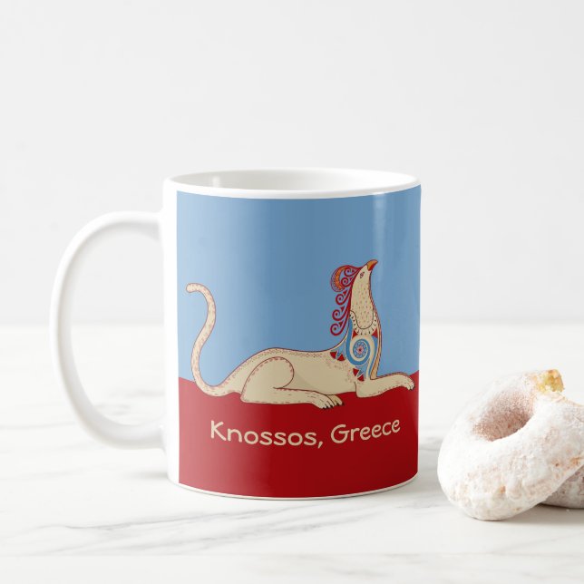 Minoan Griffin från Knossos Throne Room Fresco Kaffemugg (Med munk)