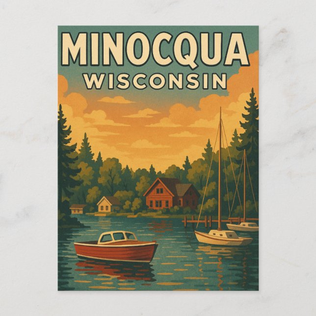 Minocqua Wisconsin-vykort Vykort (Framsida)