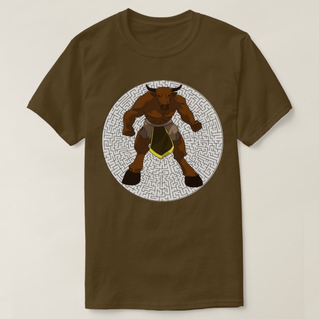 Minotaur framför en Maze T Shirt (Design framsida)