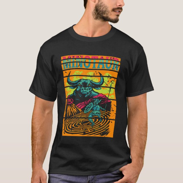 Minotaur Labyrint Strid Grekisk Krigare Forntida B T Shirt (Framsida)