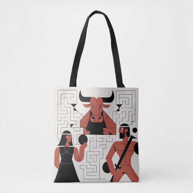 Minotaur Labyrint Tote Tygkasse (Framsida)