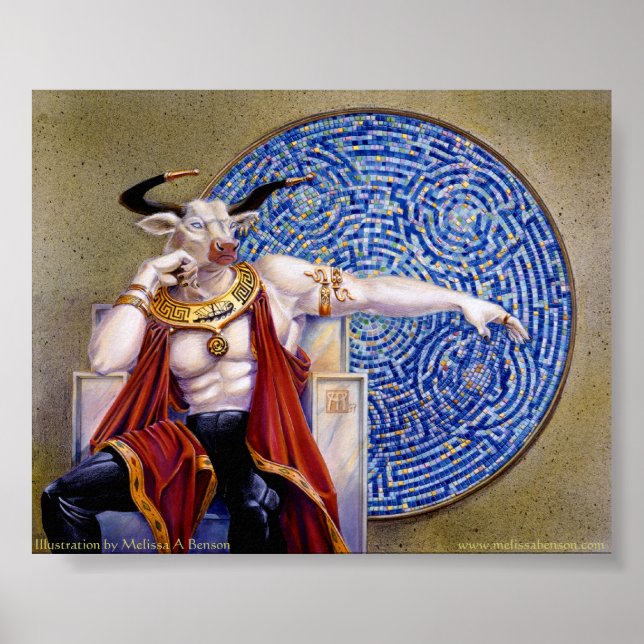 Minotaur med Mosaic-utskrift Poster (Framsidan)