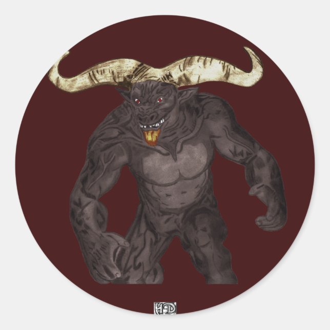 Minotaur Stickers Runt Klistermärke (Framsida)