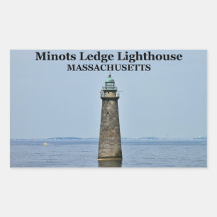 Minots avsatsfyr, Massachusetts klistermärkear Rektangulärt Klistermärke