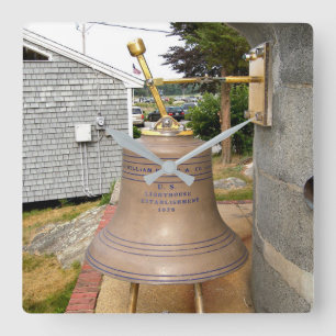 Minots Ledge Lighthouse Fog Bell Square Wall Clock Fyrkantig Klocka