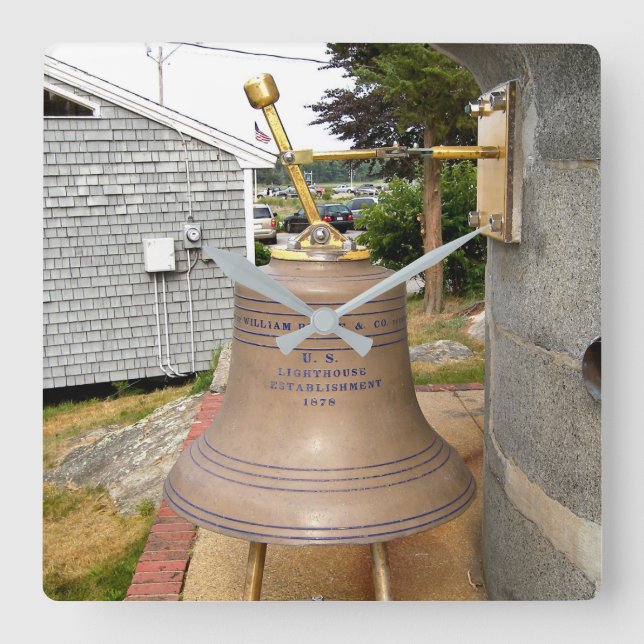 Minots Ledge Lighthouse Fog Bell Square Wall Clock Fyrkantig Klocka (Framsida)