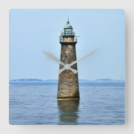Minots Ledge Lighthouse-massa. Kvadratväggslås Fyrkantig Klocka