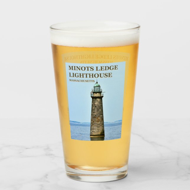 Minots Ledge Lighthouse, Massachusetts Pintglas Glaskopp (Framsida fylld)