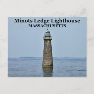 Minots Ledge Lighthouse, Massachusetts Postcard Vykort