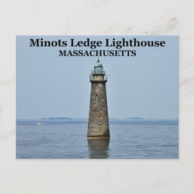 Minots Ledge Lighthouse, Massachusetts Postcard Vykort (Framsida)