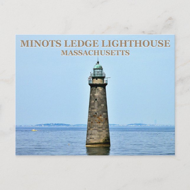 Minots Ledge Lighthouse, Massachusetts Postcard Vykort (Framsida)