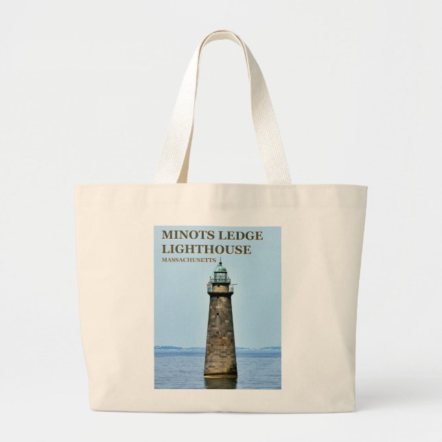 Minots Ledge Lighthouse Massachusetts Tote Bag Jumbo Tygkasse (Framsidan)