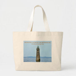 Minots Ledge Lighthouse Massachusetts Tote Bag Jumbo Tygkasse
