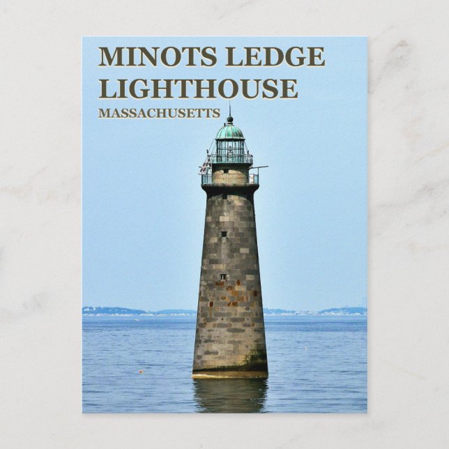 Minots Ledge Lighthouse, Massachusetts vykort (Framsida)
