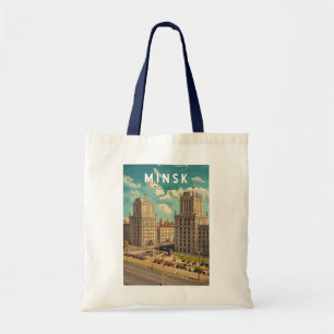 Minsk Belarus Illustration Travel Art Vintage Tygkasse