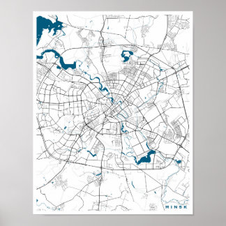 Minsk City Karta Poster
