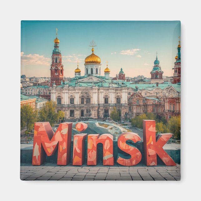 Minsk Vitryssland Resa Present För Besökare 🗺️ Magnet (Framsidan)