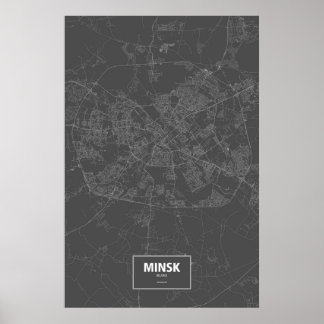 Minsk, Vitryssland (vitt på svart) Poster