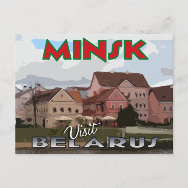 Minsk, vykort från serie Besök Vitryssland (Framsida)
