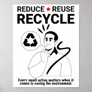 Minska, Återanvänd, Återvinn _ Miljöskydd Poster