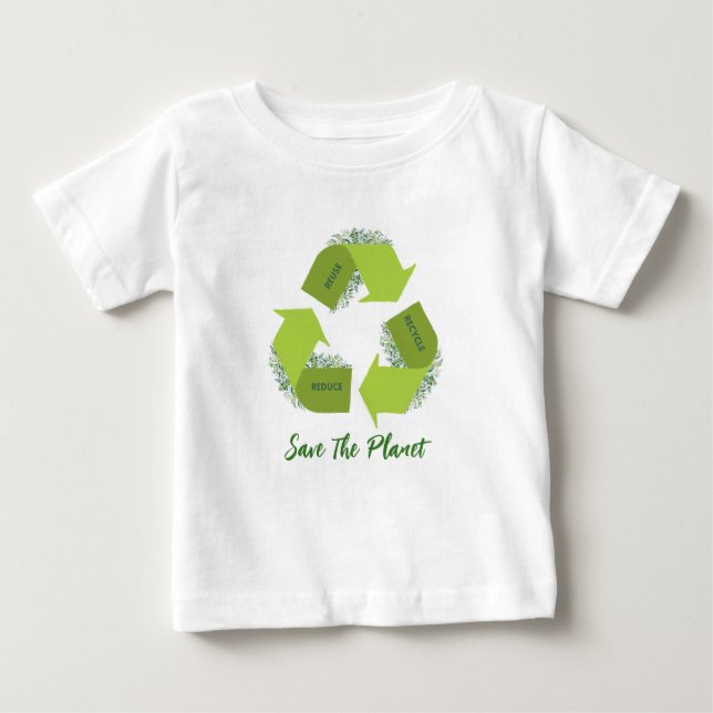Minska, återanvänd, Återvinna Baby T-Shirt (Framsida)