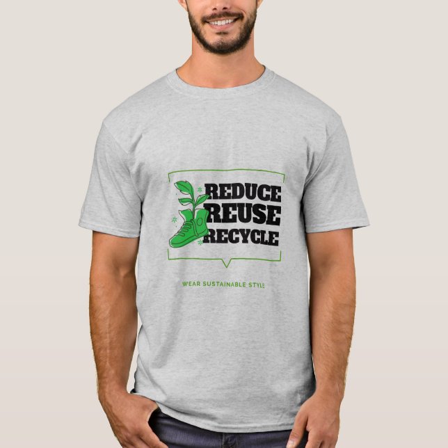 Minska,Återanvänd, Återvinna T Shirt (Framsida)