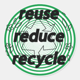 Minska Återvinnans Grönt och vit Runt Klistermärke