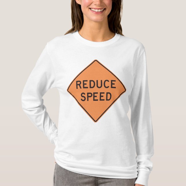 Minska Farten Orange Diamant Vägsignal T Shirt (Framsida)