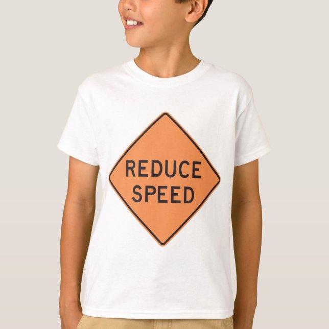 Minska Farten Orange Diamant Vägsignal T Shirt (Framsida)