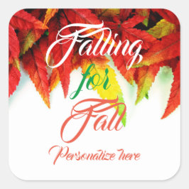 Minska höstmapel löv elegant röd fyrkantigt klistermärke