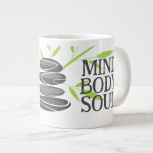 Minska kroppens själsfrö, stenar och bambu jumbo mugg