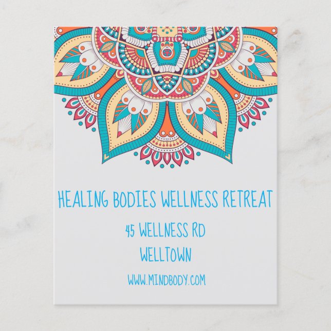 Minska kroppskänsla Ny ålder mandala Health Retrea Flygblad (Framsidan)
