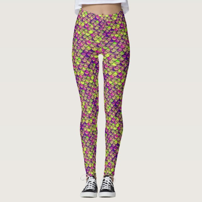 Minska Lila och Grönt Leggings (Framsida)