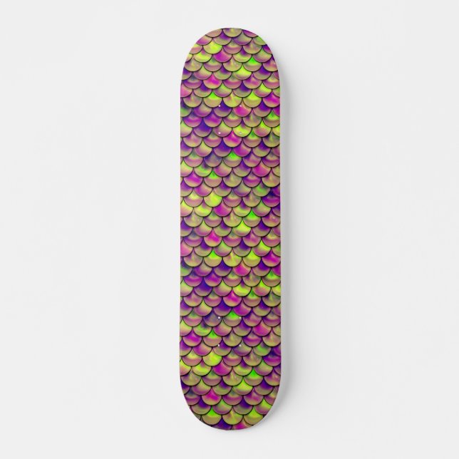 Minska Lila och Grönt Skateboard Bräda 19,5 Cm (Framsida)