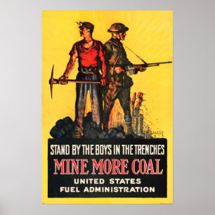 Minska mer COAL US Fuel Administration Propaganda Poster