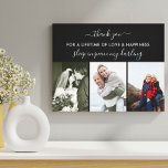 Minska minnet Fotokollage Sömn i Peace Black Canvastryck<br><div class="desc">Skapa ett anpassningsbar-foto, omsluten arbetsyta till minne av någon speciell. Minnesbudskapet är fullt redigerbart och lyder nu: "Tack för kärlek och lycka under hela sin livstid - sova i fred, älskling". Den är skriven i handskript i elegant och modern versalutskrift. Fotomallen är konfigurerad så att du kan lägga till 3...</div>