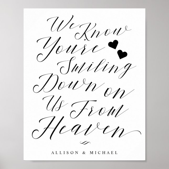 Minska ned från heaven Script Memorial Sign Poster (Framsidan)