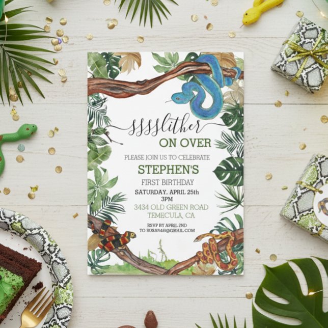 Minska på Snake Reptile Älskare födelsedag Inbjudningar (Skapare uppladdad)