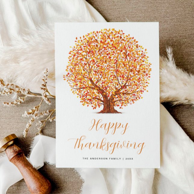 Minska träd happy thanksgiving helgdag-kort julkort (Skapare uppladdad)