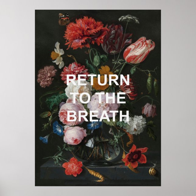 Minska yoga-citat och målning av Blommigt Poster (Framsidan)