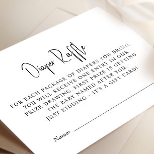 Minskande minimalistisk Raffle Biljett Baby Shower Tilläggskort