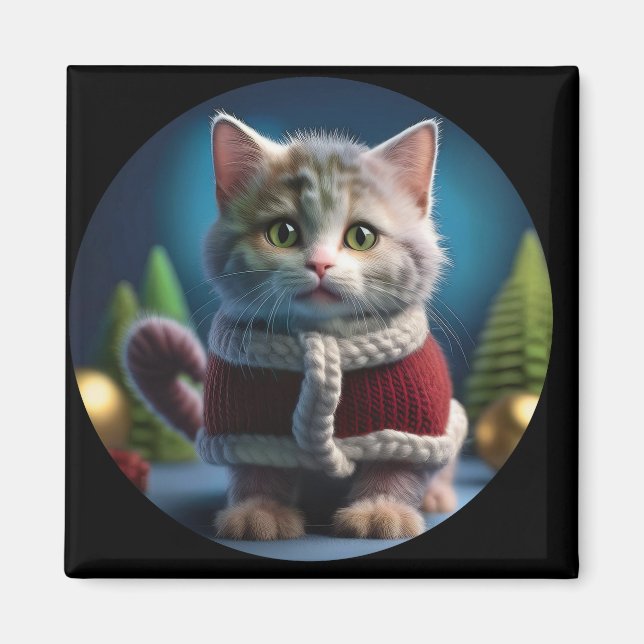 Minskin Kitten i en juldräkt Magnet (Framsidan)