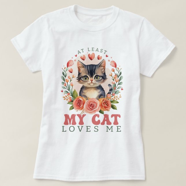 Minst min katt Kärlek mig Alla hjärtans kvinnor T Shirt (Design framsida)