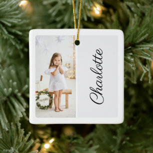 Minst två foto-anpassade Namn White Julgransprydnad Keramik
