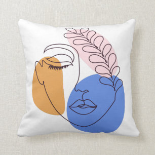 Minsta Abstrakt Ansikte Porträtt Line Art Teckning Kudde