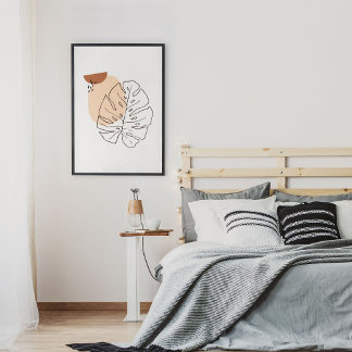 Minsta Abstrakt Ansikte Porträtt Line Art Teckning Poster