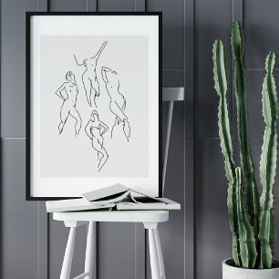 Minsta Abstrakt Ansikte Porträtt Line Art Teckning Poster