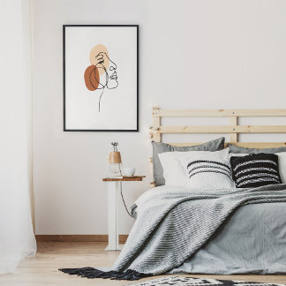 Minsta Abstrakt Ansikte Porträtt Line Art Teckning Poster